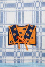 Load image into Gallery viewer, Faux Collar - Floral Amber Orange, Navy - Double Sided
