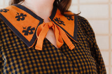 Load image into Gallery viewer, Faux Collar - Floral Amber Orange, Navy - Double Sided

