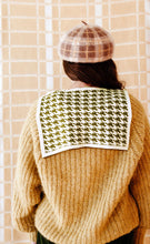 Load image into Gallery viewer, Faux Collar - Houndstooth Olive Green, Cream - Double Sided
