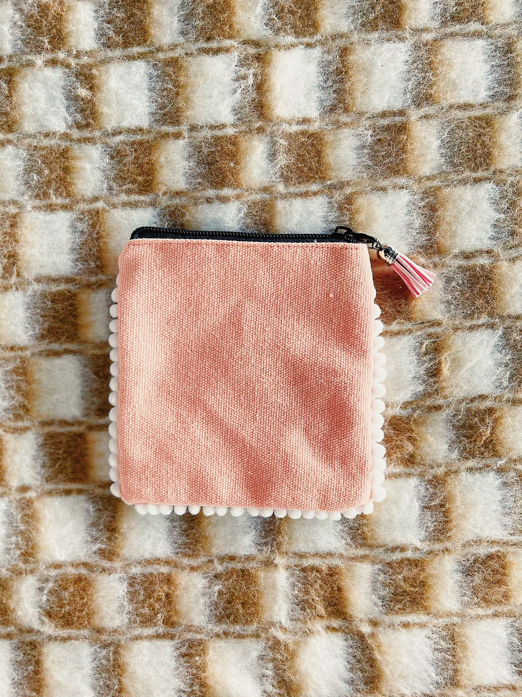 Coin Purse - Flamingo Pink with White Scallop Trim