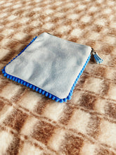 Load image into Gallery viewer, Coin Purse - Light Blue with Royal Blue Scallop Trim

