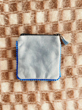 Load image into Gallery viewer, Coin Purse - Light Blue with Royal Blue Scallop Trim
