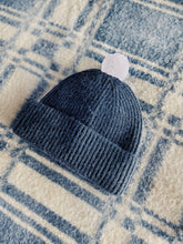 Load image into Gallery viewer, Fisherman Short Rib-Knit Beanie Cap - Navy Blue with White Pom Pom
